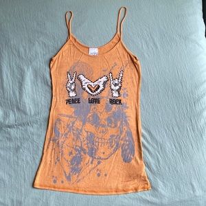 Crash & Burn “Peace, Love, Rock” Tank Top — Size Small!!